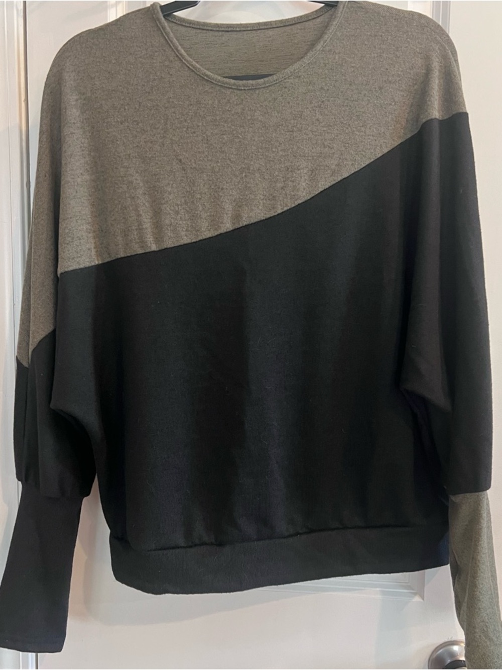 Two-Tone Gray and Black Pullover Sweater